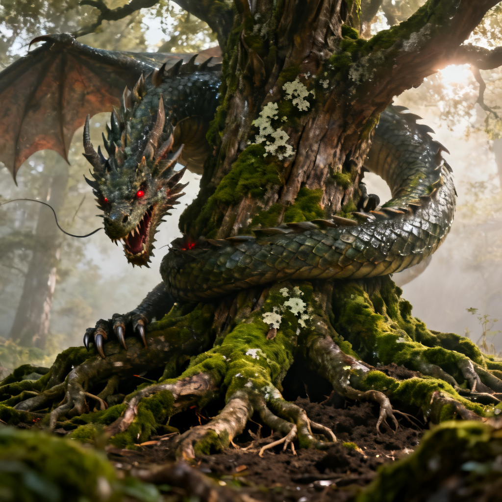 Dragon beneath Yggdrasil